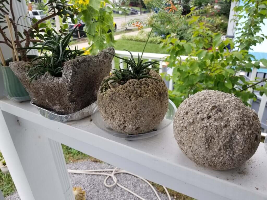 Lynn creates hypertufa planters for her succulents.